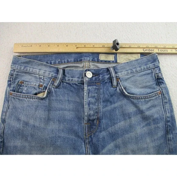 mens cigarette jeans All Saints Cigarette Jeans Mens 30x31 Skinny Blue Denim‎ Distressed Button  Fly